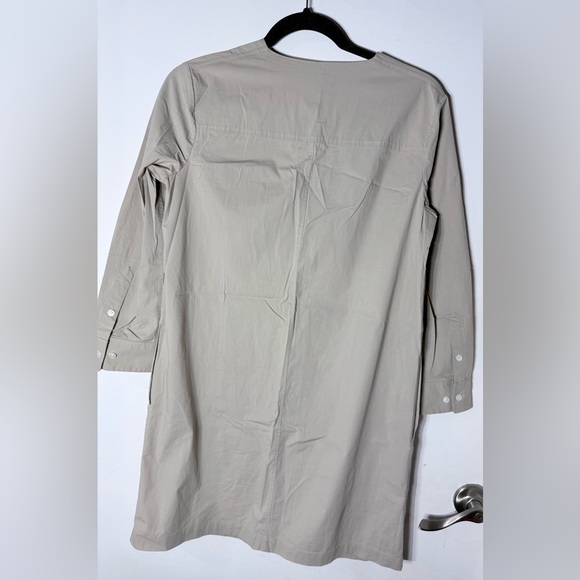 Theory Beige Utility Shirt Dress Size 0 Minimalist Pockets - Picture 4 of 8